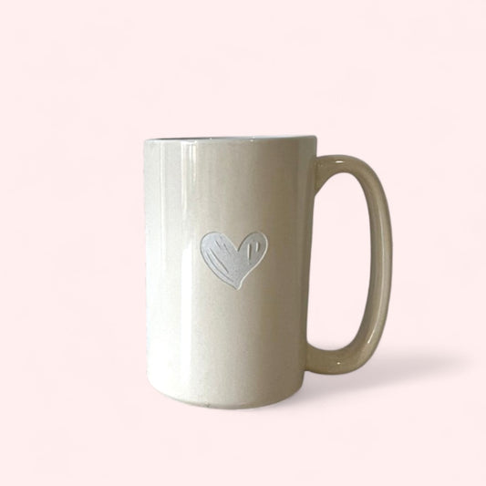 Heart Engraved Ceramic Mug, 400ml
