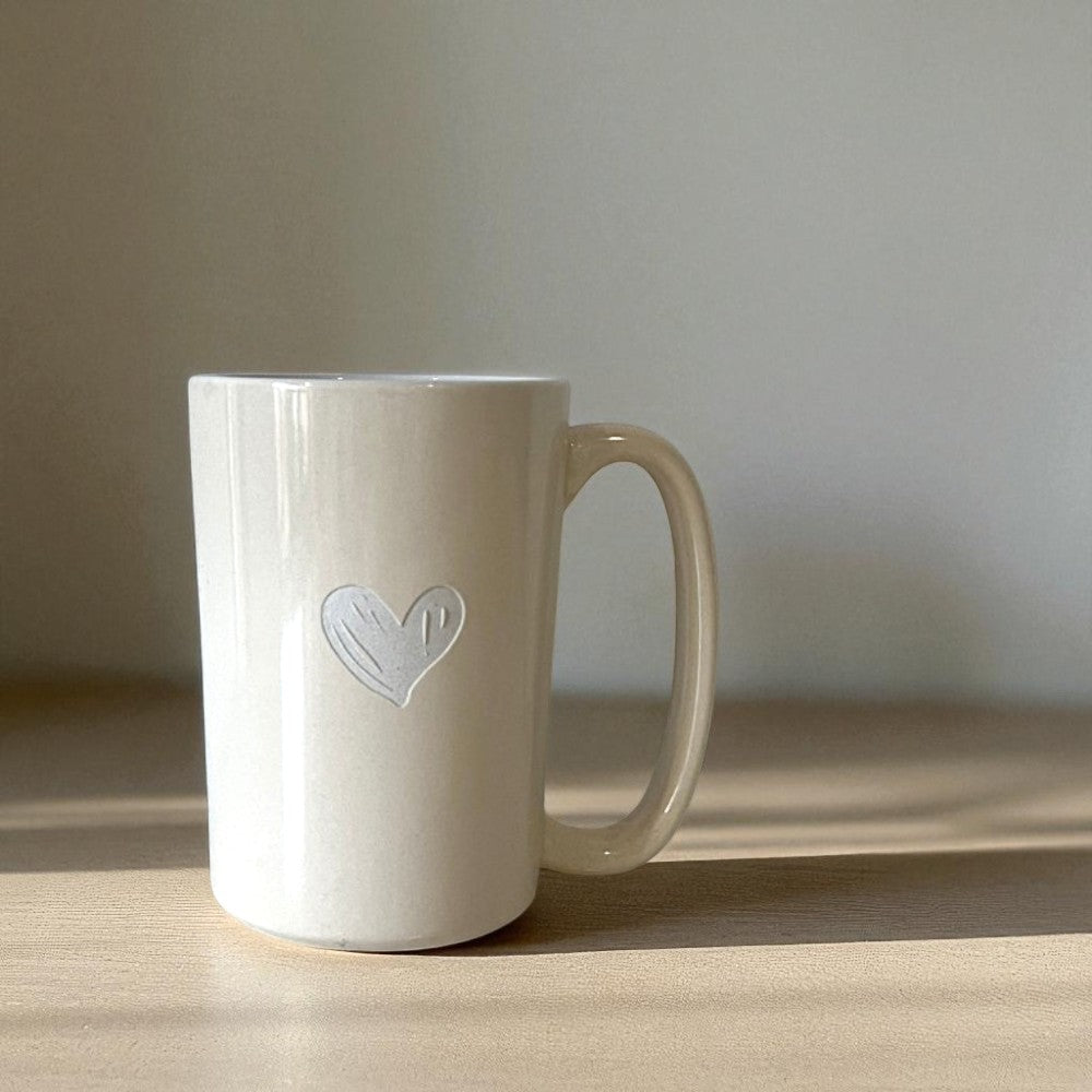 Heart Engraved Ceramic Mug, 400ml