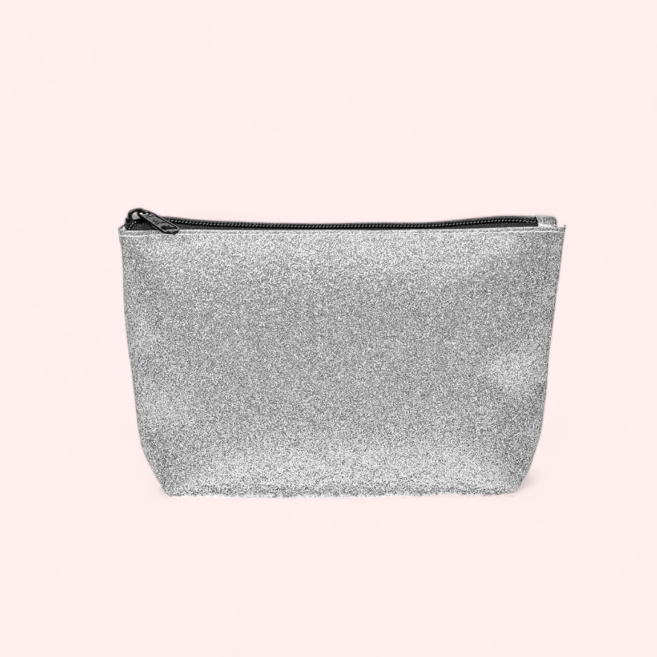 Silver Glitter Make Up Bag